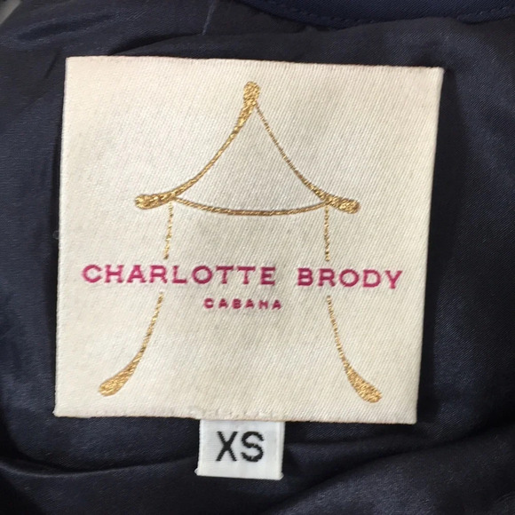 Charlotte Brody Blouse Womens XS Green Blue‎ Wool Boho Top Lined Medallion - Picture 8 of 12